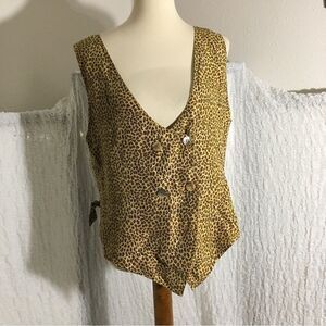 APE VTG 100% Silk Animal Print Vest Size M